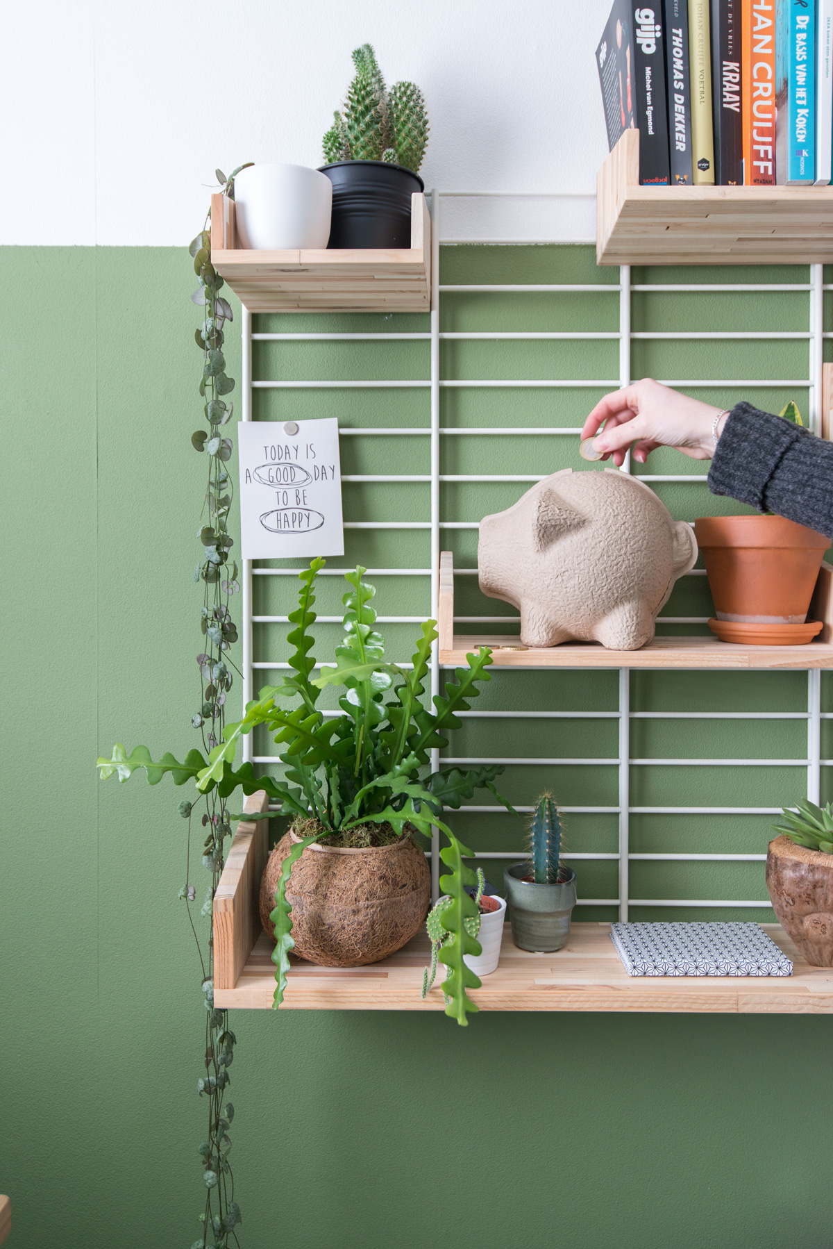 puikdesign tammy spaarpot papiermache green interior homeoffice tolhuijs design fency planten zaagcactus